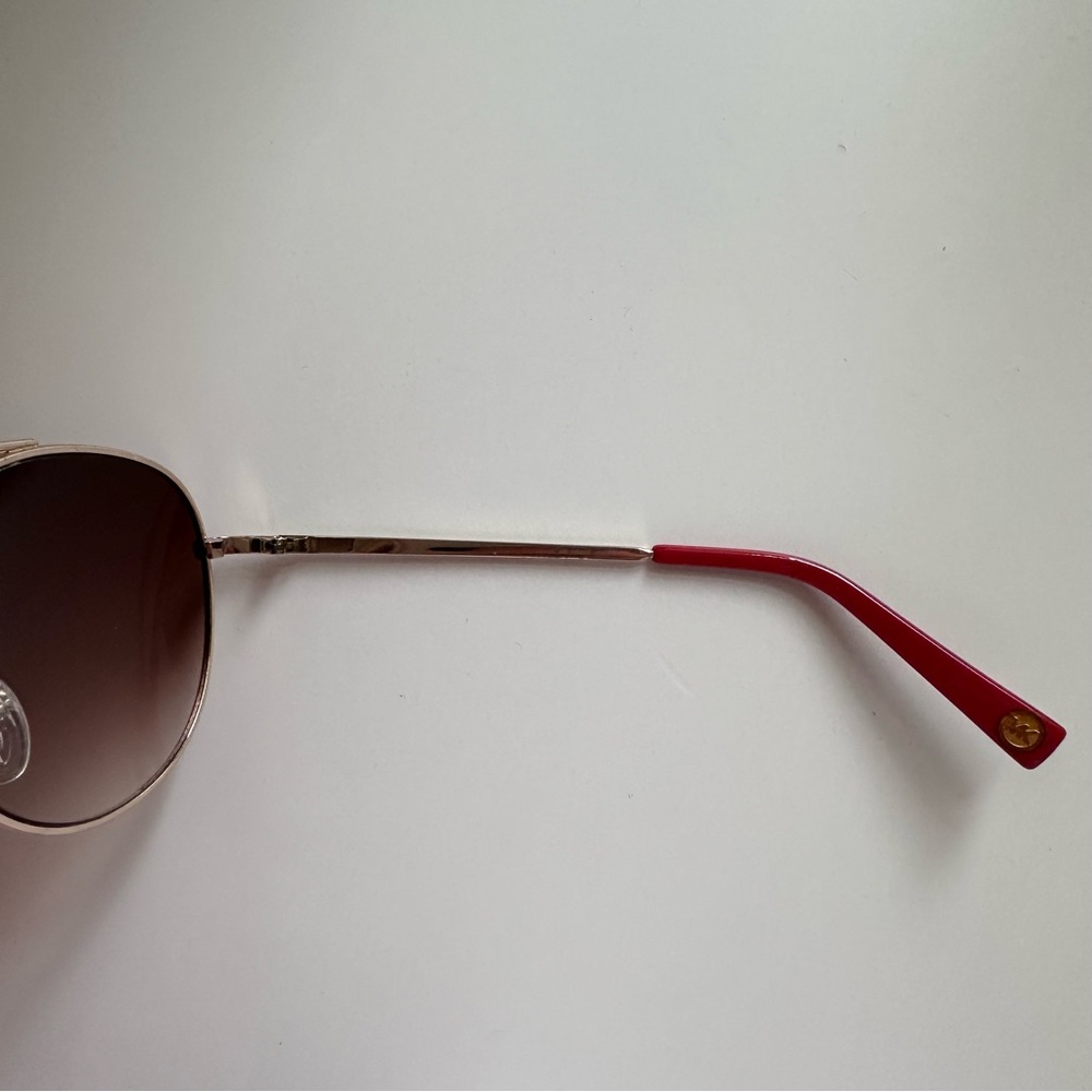 Michael Kors Gold & Red Trim Aviator Sunglasses - Picture 10 of 14